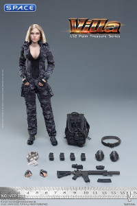 1/12 Scale Black MC Camouflage Woman Soldier - Villa