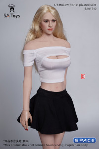 1/6 Scale strapless Top with Skirt (white/black)