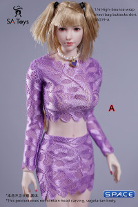 1/6 Scale flower Shirt and Skirt (Purple)