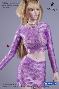 1/6 Scale flower Shirt and Skirt (Purple)