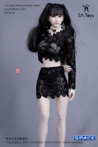 1/6 Scale flower Shirt and Skirt (Black)