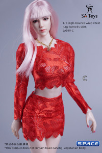 1/6 Scale flower Shirt and Skirt (Red)