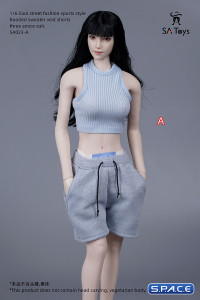 1/6 Scale female Sportswear with Hoodie (light blue)