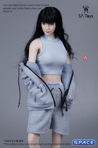 1/6 Scale female Sportswear with Hoodie (light blue)