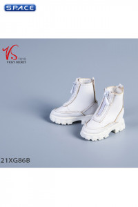 1/6 Scale Womens Platform Sole Ankle Boots (white)