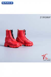 1/6 Scale Womens Platform Sole Ankle Boots (red)