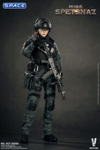 1/6 Scale Miss Spetsnaz with black Vest - MCB Camouflage Russian Combat Women Soldier