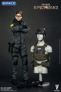 1/6 Scale Miss Spetsnaz with green Vest - MCB Camouflage Russian Combat Women Soldier