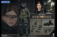 1/6 Scale Miss Spetsnaz with green Vest - MCB Camouflage Russian Combat Women Soldier