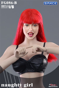 1/6 Scale Naughty Girl Yoki Head Sculpt (red hair)