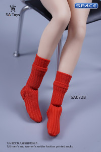 1/6 Scale unisex fashion printed Socks (red)