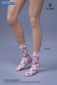 1/6 Scale unisex fashion printed Socks (patterned lilac)