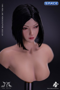 1/6 Scale Natsuki glancing sideways Head Sculpt (black shag)