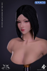 1/6 Scale Natsuki glancing sideways Head Sculpt (black shag)