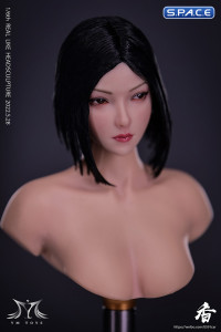 1/6 Scale Natsuki glancing sideways Head Sculpt (black shag)