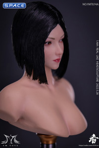 1/6 Scale Natsuki glancing sideways Head Sculpt (black shag)