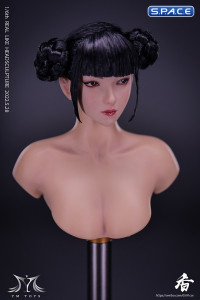 1/6 Scale Natsuki glancing sideways Head Sculpt (black space buns)