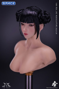 1/6 Scale Natsuki glancing sideways Head Sculpt (black space buns)