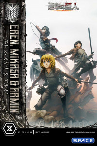 1/4 Scale Eren, Mikasa & Armin Ultimate Premium Masterline Statue (Attack on Titan)