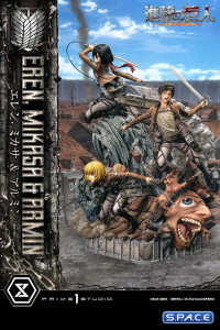 1/4 Scale Eren, Mikasa & Armin Deluxe Ultimate Premium Masterline Statue - Bonus Version (Attack on Titan)