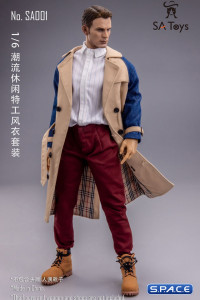 1/6 Scale male Trench Coat Set (beige with Jeans sleeve)