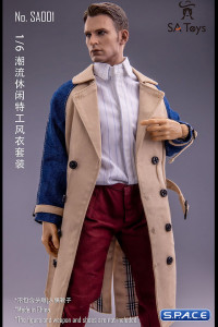 1/6 Scale male Trench Coat Set (beige with Jeans sleeve)