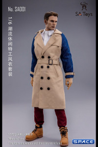 1/6 Scale male Trench Coat Set (beige with Jeans sleeve)