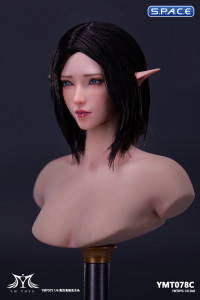 1/6 Scale Elf Twin Ai Head Sculpt (black hair)