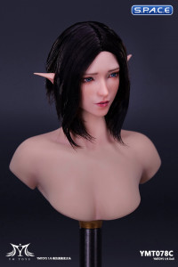 1/6 Scale Elf Twin Ai Head Sculpt (black hair)