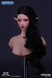 1/6 Scale Elf Twin Mei Head Sculpt (curly long black hair)