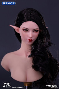 1/6 Scale Elf Twin Mei Head Sculpt (curly long black hair)