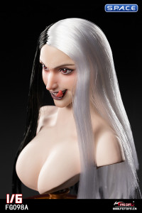 1/6 Scale Vampire Lady Head Sculpt (black & white hair)