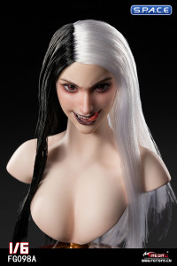 1/6 Scale Vampire Lady Head Sculpt (black & white hair)