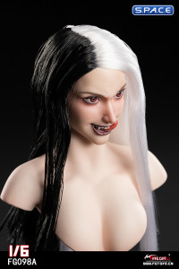 1/6 Scale Vampire Lady Head Sculpt (black & white hair)