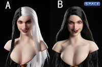 1/6 Scale Vampire Lady Head Sculpt (black & white hair)