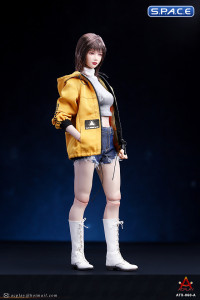 1/6 Scale female Fashion Jacket & Denim Shorts Set (yellow)