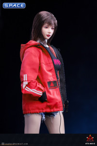 1/6 Scale female Fashion Jacket & Denim Shorts Set (red)