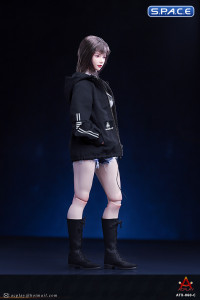 1/6 Scale female Fashion Jacket & Denim Shorts Set (black)