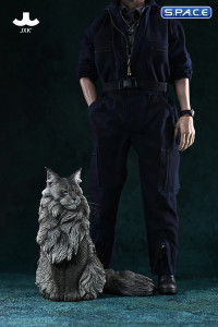 1/6 Scale sitting Maine Coon (grey)