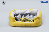 1/6 Scale sleeping Cat with pillow (black/white)