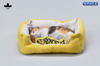 1/6 Scale sleeping Cat with pillow (black/white/red)