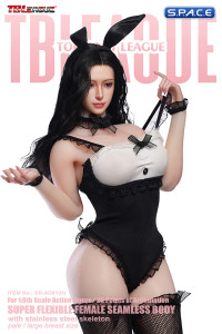 1/6 Scale Seamless Female Body with head sculpt SR-AD01H - black Bunny Version (large breast/pale)