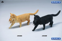 Domestic Cat with Kitten Statue (red)