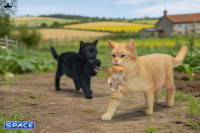 Domestic Cat with Kitten Statue (red)