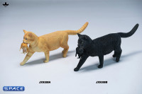 Domestic Cat with Kitten Statue (black)