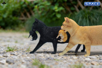 Domestic Cat with Kitten Statue (black)