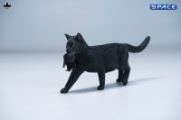 Domestic Cat with Kitten Statue (black)