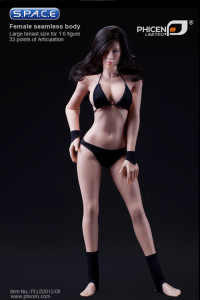 1/6 Scale Seamless Female tan Body - large breast / long black hair