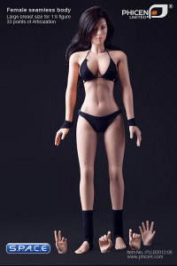 1/6 Scale Seamless Female tan Body - large breast / long black hair