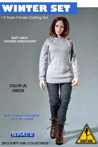 1/6 Scale Female Clothing Set -  Winter Set A (Green Version)